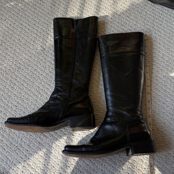 Charles David “Reider” Black Leather Side Zip High Shaft Square Toe Boots - Picture 8 of 15